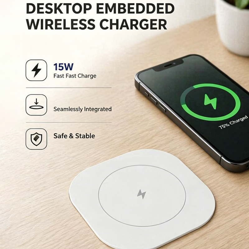 Home Office In Uk - 15W 내장형 무선 충전기 플러시 마운트