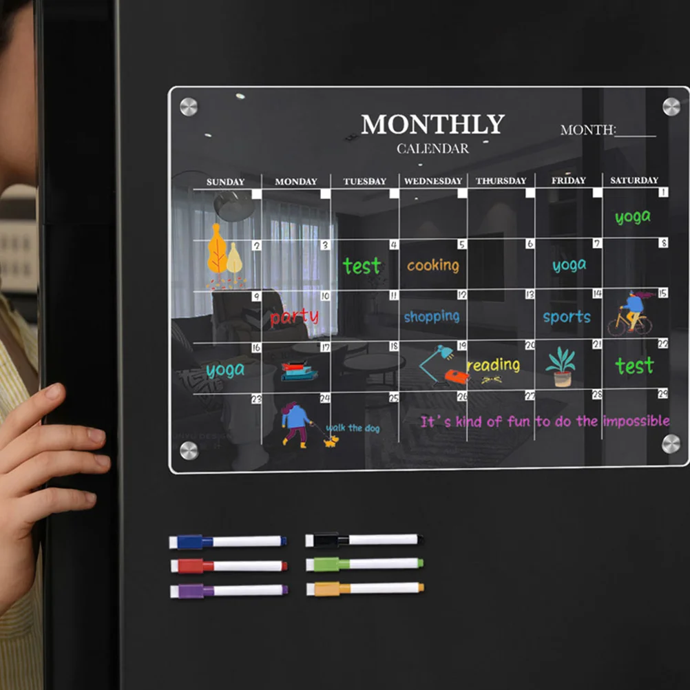 Magnetic Calendar Board - 마그네틱 냉장고 보드 투명 빈 일정