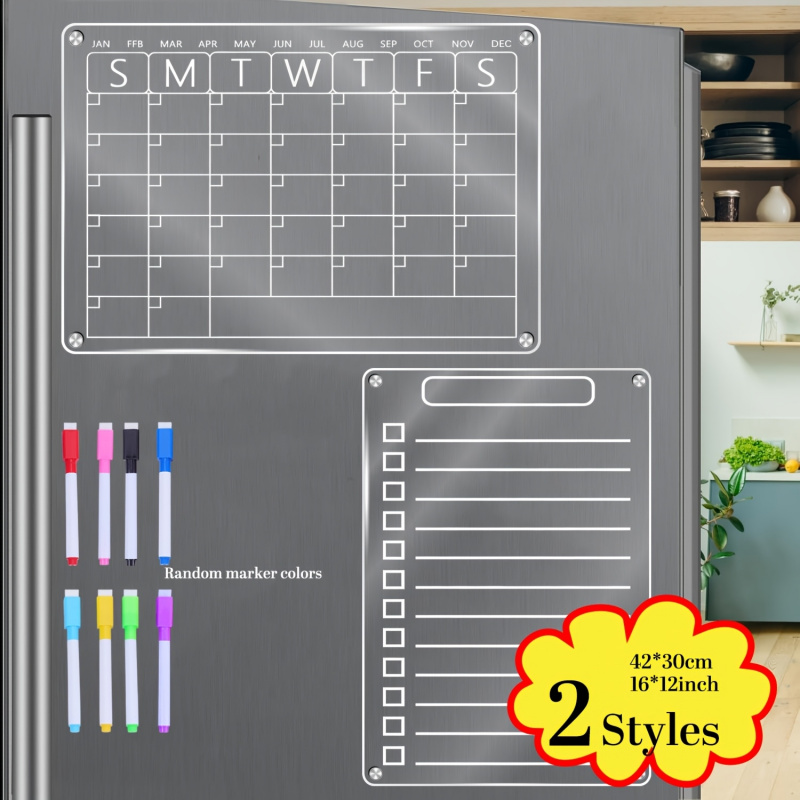 Magnetic Calendar Board - 아크릴 자석 냉장고 캘린더, 자석 드라이