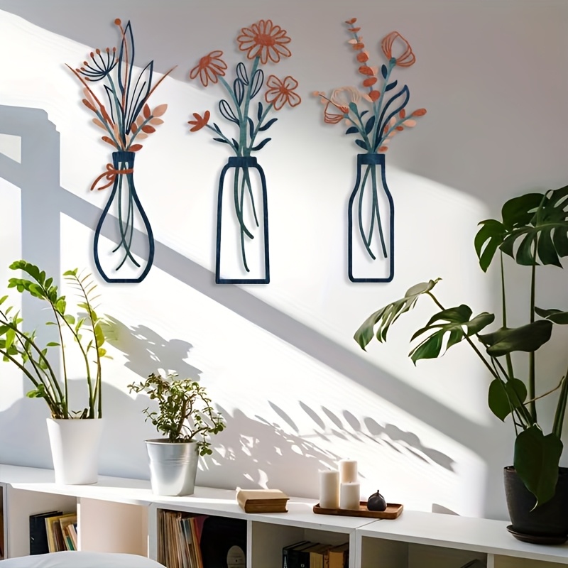 3개의 대형 꽃무늬 벽 예술 조각품 - 모던한 농가 스 - Home Office Interior Design 리뷰 및 가격