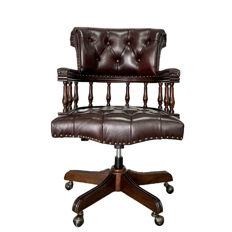 다크 옥스 블러드 체스터필드 캡틴스 체어, 천연 가죽, - Home Office In Uk 리뷰 및 가격