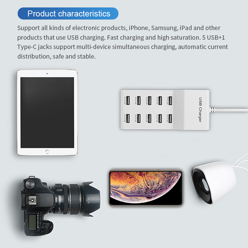 10포트 USB 허브 고속 충전기 휴대용 타입 C 전원 - Home Office In Uk 리뷰 및 가격
