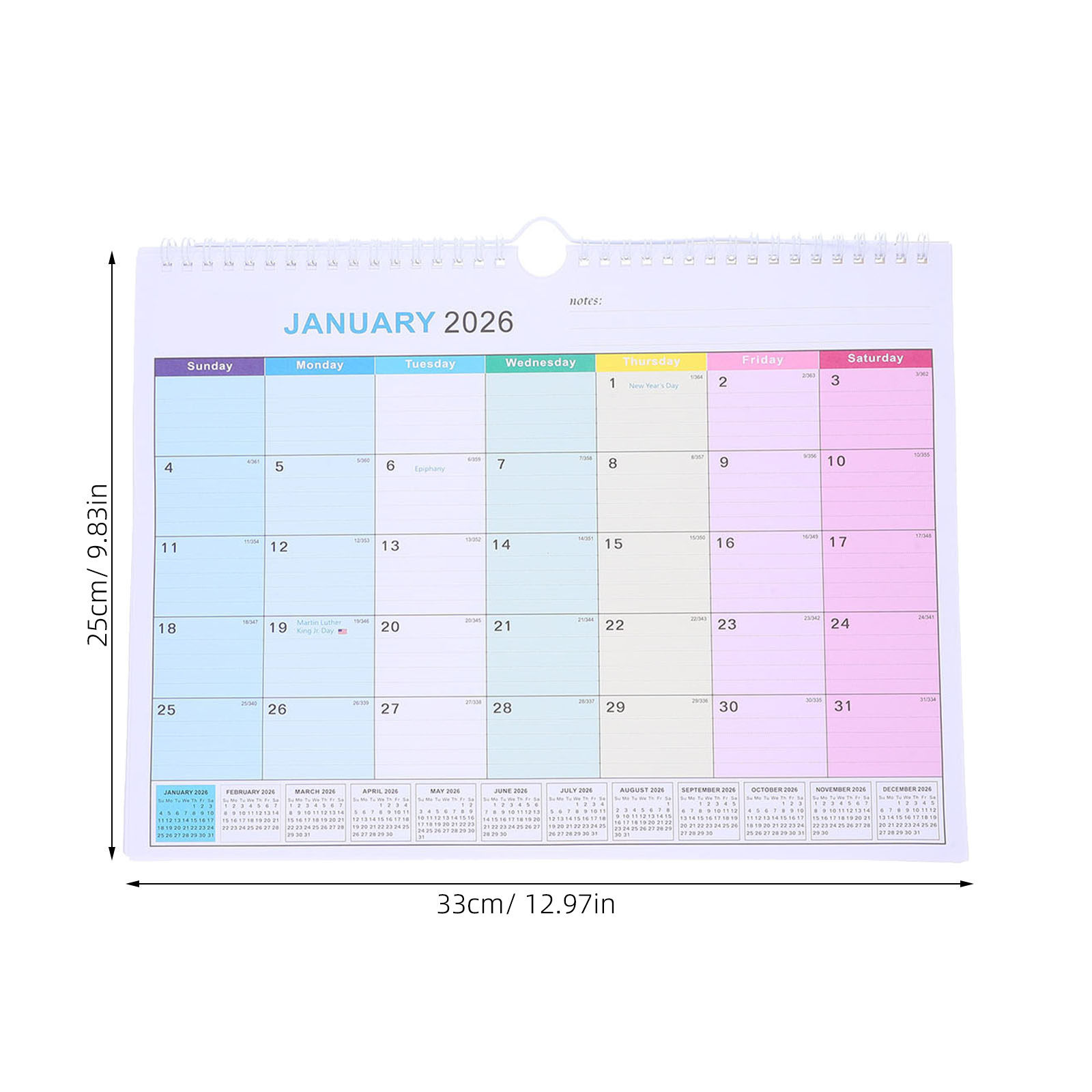 대형 벽걸이형 나선형 달력 2026-2027, 18개월 - Home Office Holidays 2026 리뷰 및 가격